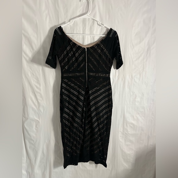 Motherhood Maternity Lace Stretch Little Black Stretch Midi Dress Size Small - Picture 7 of 11